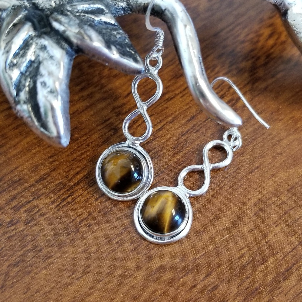 Tiger eye sterling silver earrings
